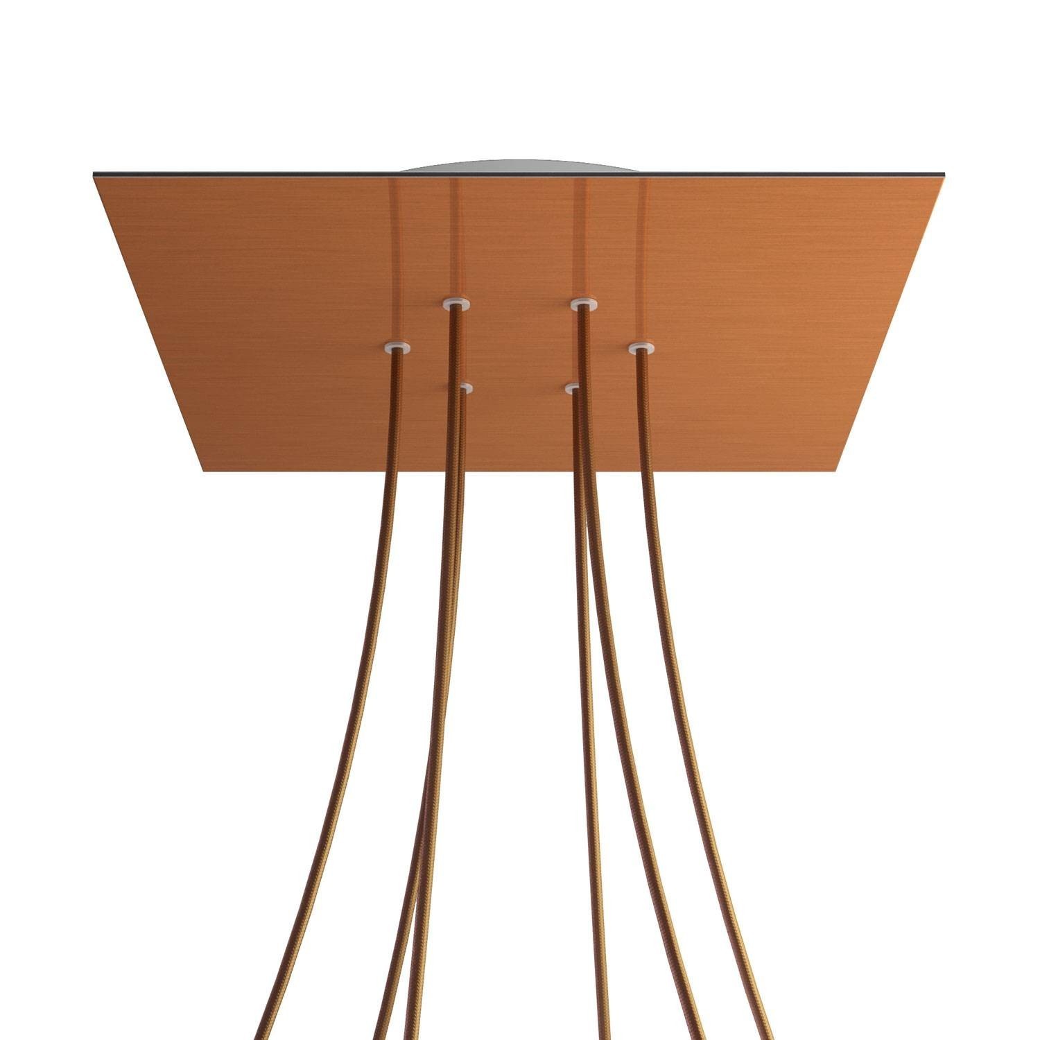 6 Holes - EXTRA LARGE Square Ceiling Canopy Kit - Rose One System - Satin Copper Dibond