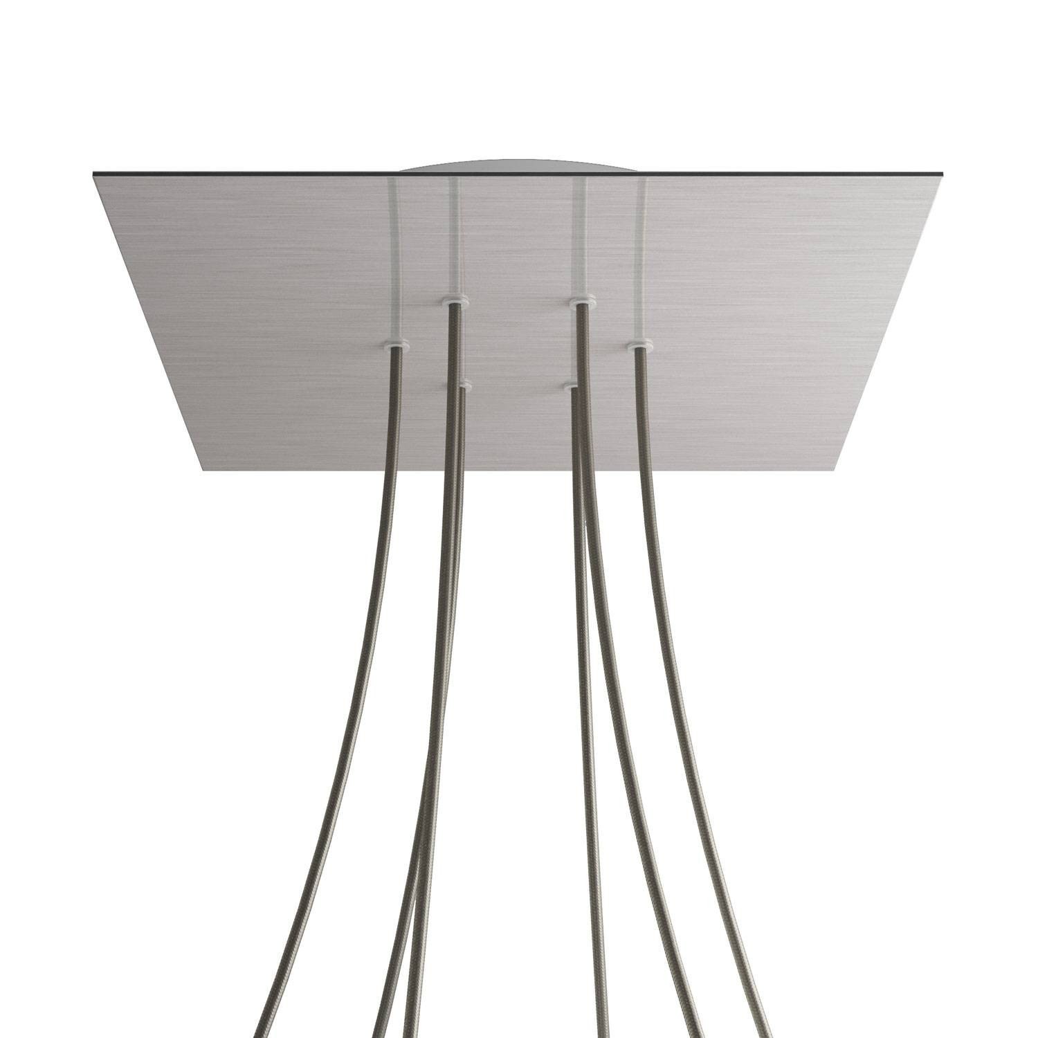 6 Holes - EXTRA LARGE Square Ceiling Canopy Kit - Rose One System - Satin Steel Dibond