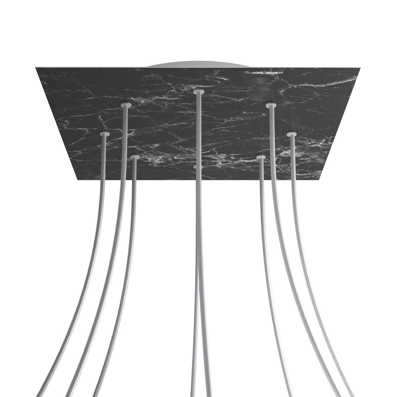 8 Holes - EXTRA LARGE Square Ceiling Canopy Kit - Rose One System - Marble Marquina
