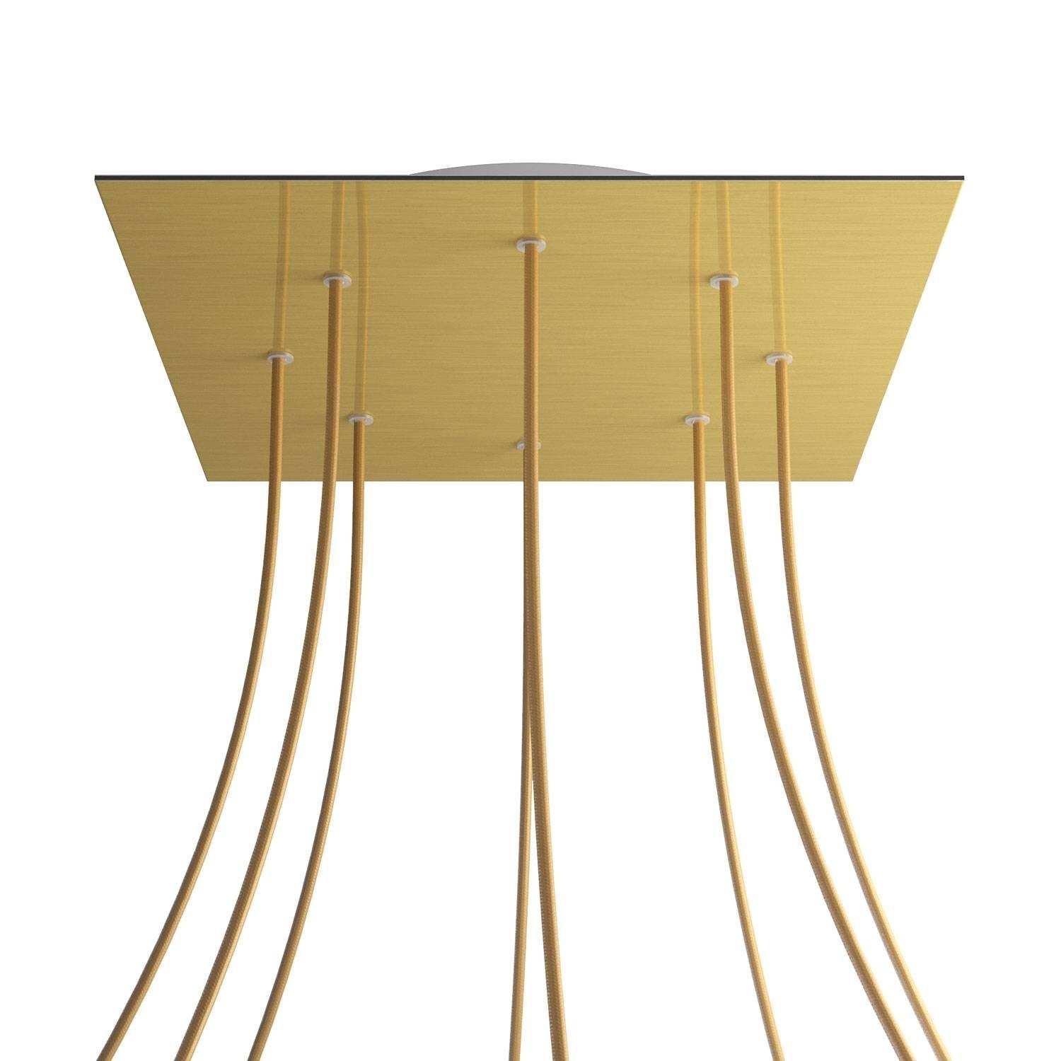8 Holes - EXTRA LARGE Square Ceiling Canopy Kit - Rose One System - Satin Brass Dibond