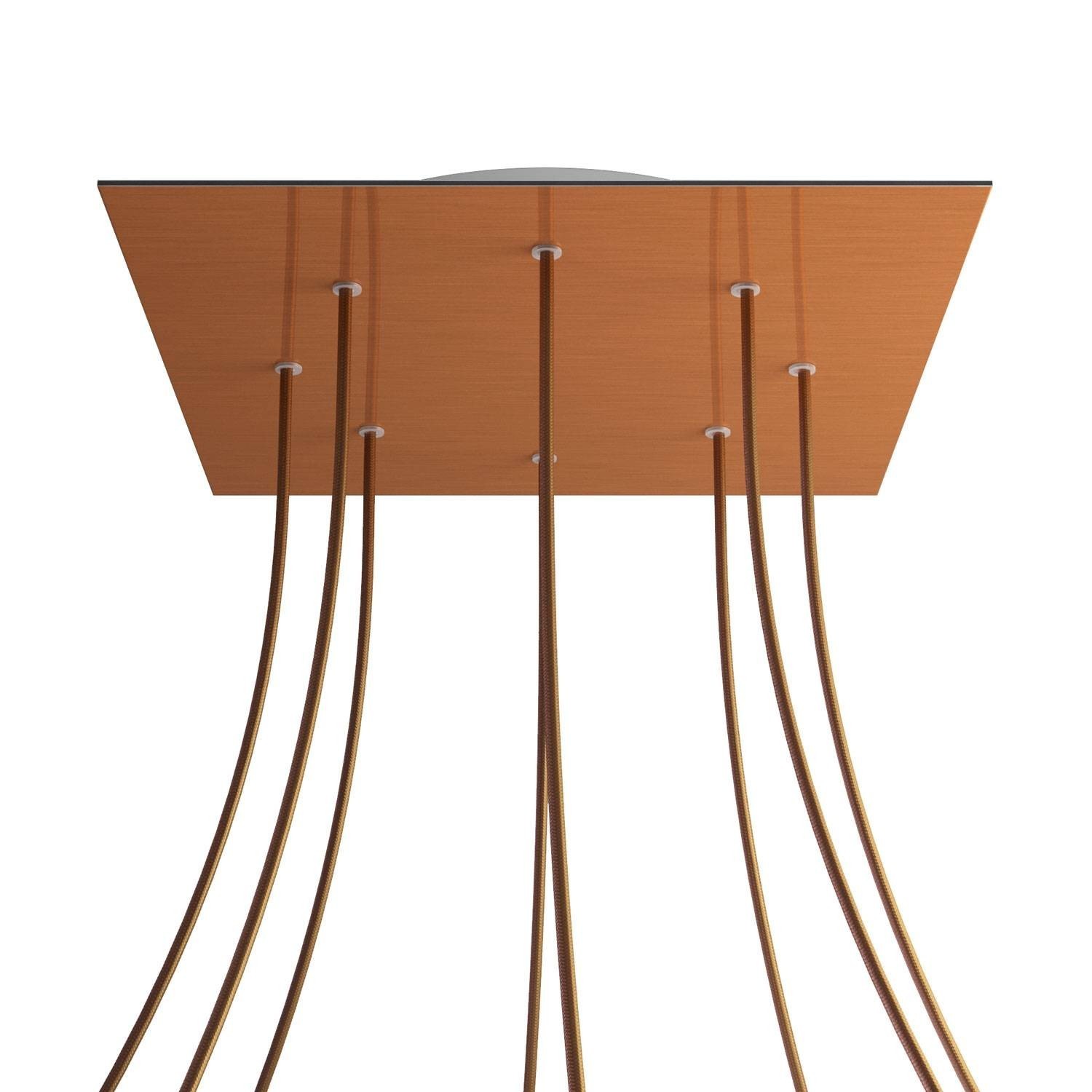 8 Holes - EXTRA LARGE Square Ceiling Canopy Kit - Rose One System - Satin Copper Dibond
