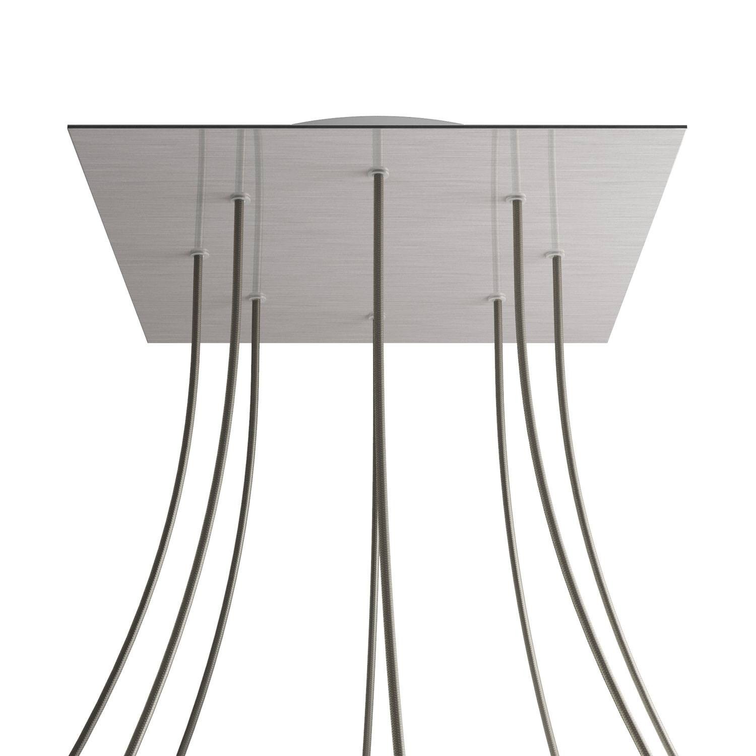 8 Holes - EXTRA LARGE Square Ceiling Canopy Kit - Rose One System - Satin Steel Dibond