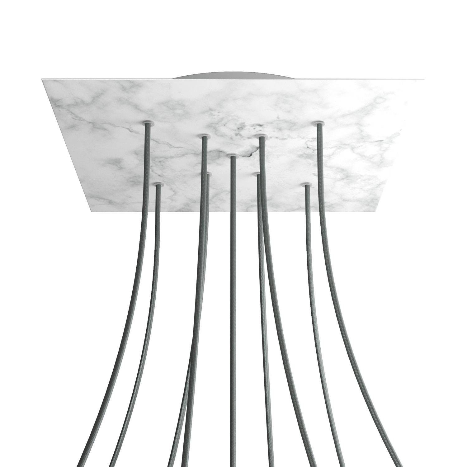 9 X-shaped Holes - EXTRA LARGE Square Ceiling Canopy Kit - Rose One System - Marble Carrara