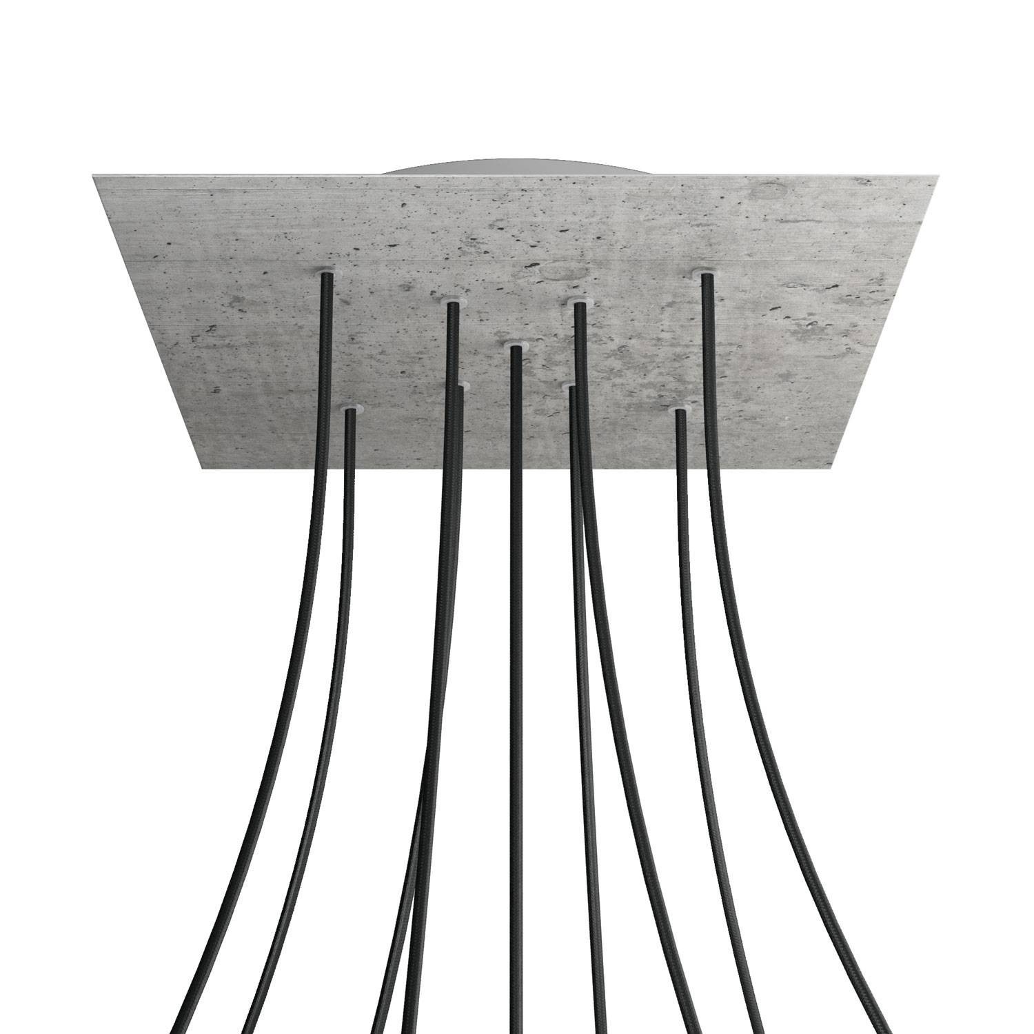 9 X-shaped Holes - EXTRA LARGE Square Ceiling Canopy Kit - Rose One System - Concrete