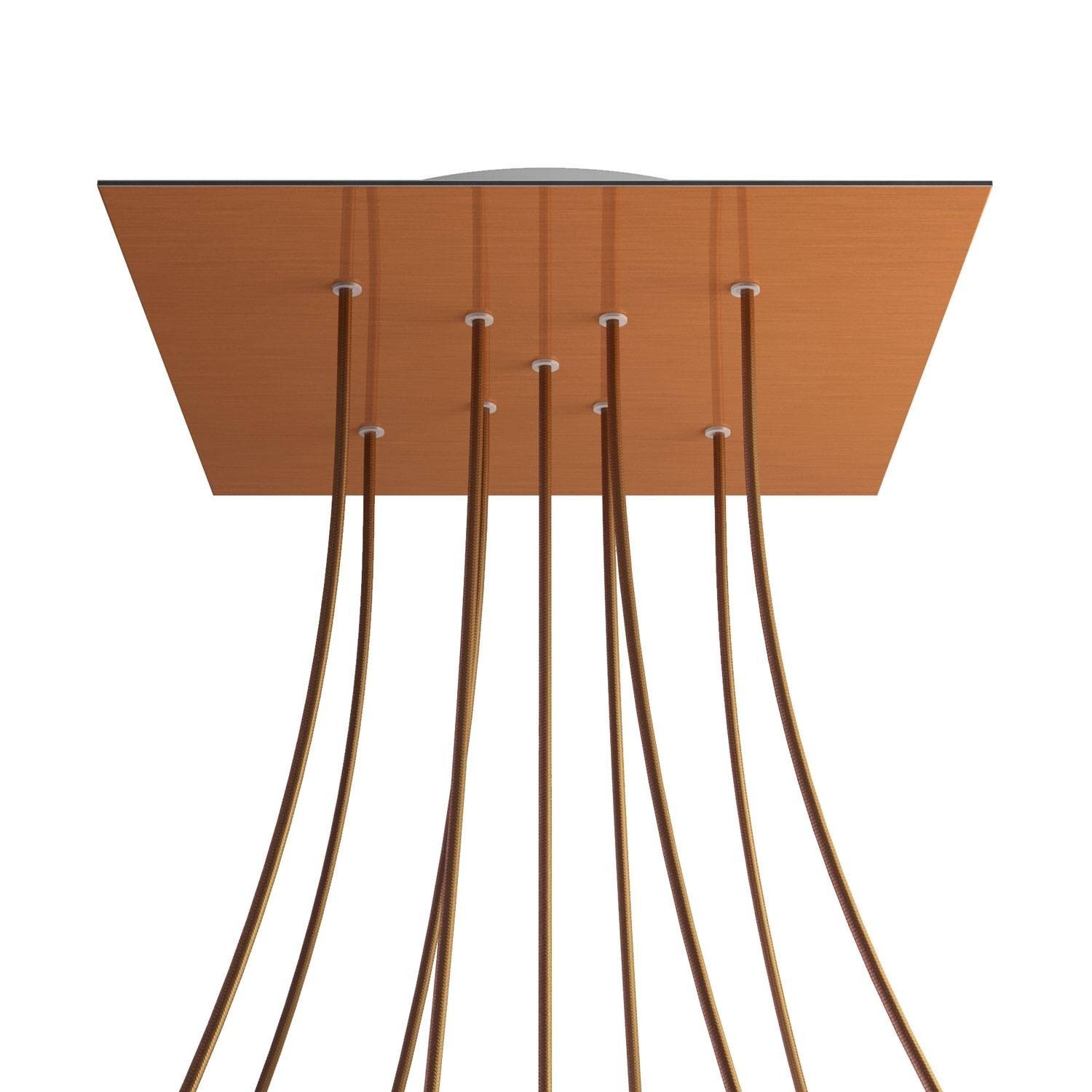 9 X-shaped Holes - EXTRA LARGE Square Ceiling Canopy Kit - Rose One System - Satin Copper Dibond