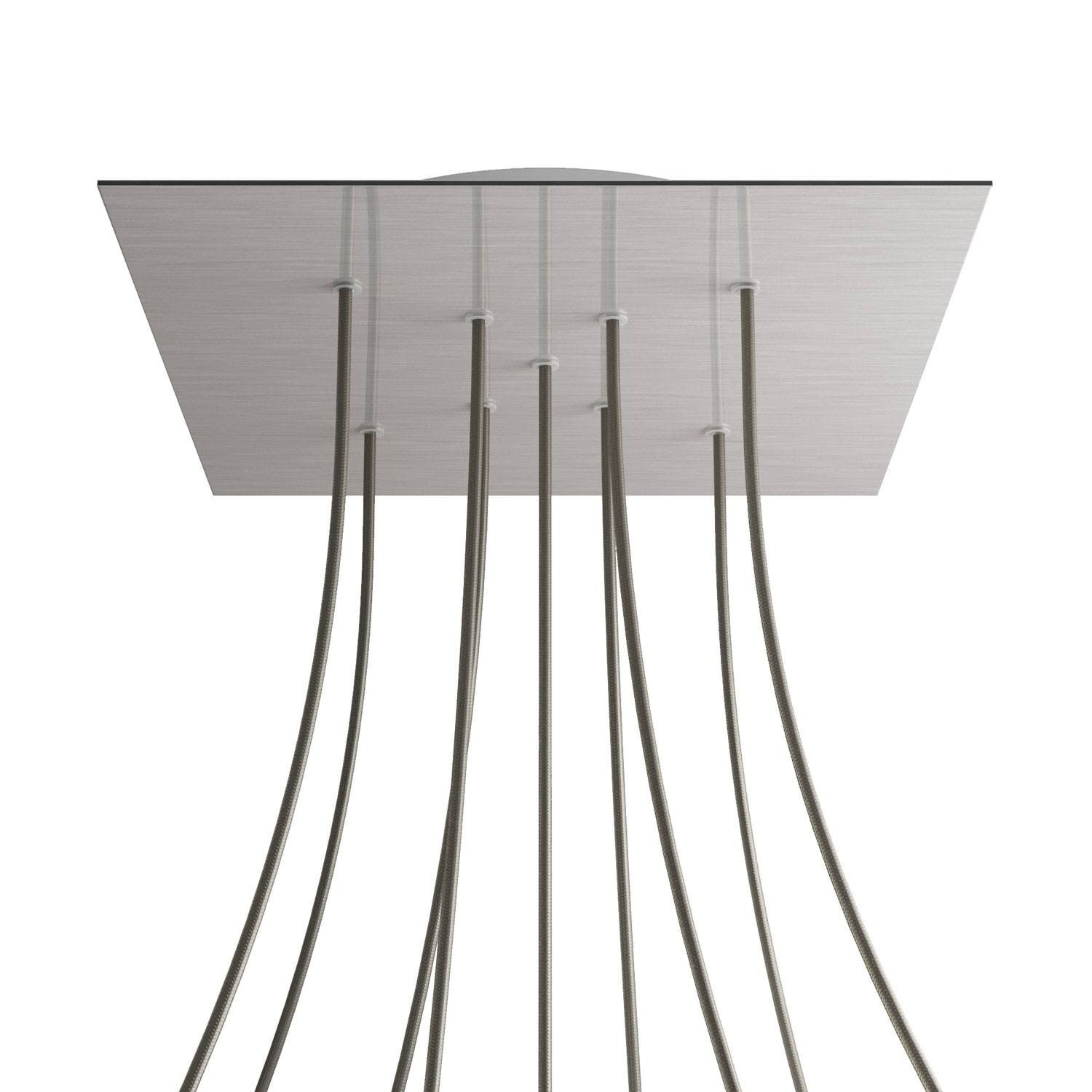9 X-shaped Holes - EXTRA LARGE Square Ceiling Canopy Kit - Rose One System - Satin Steel Dibond