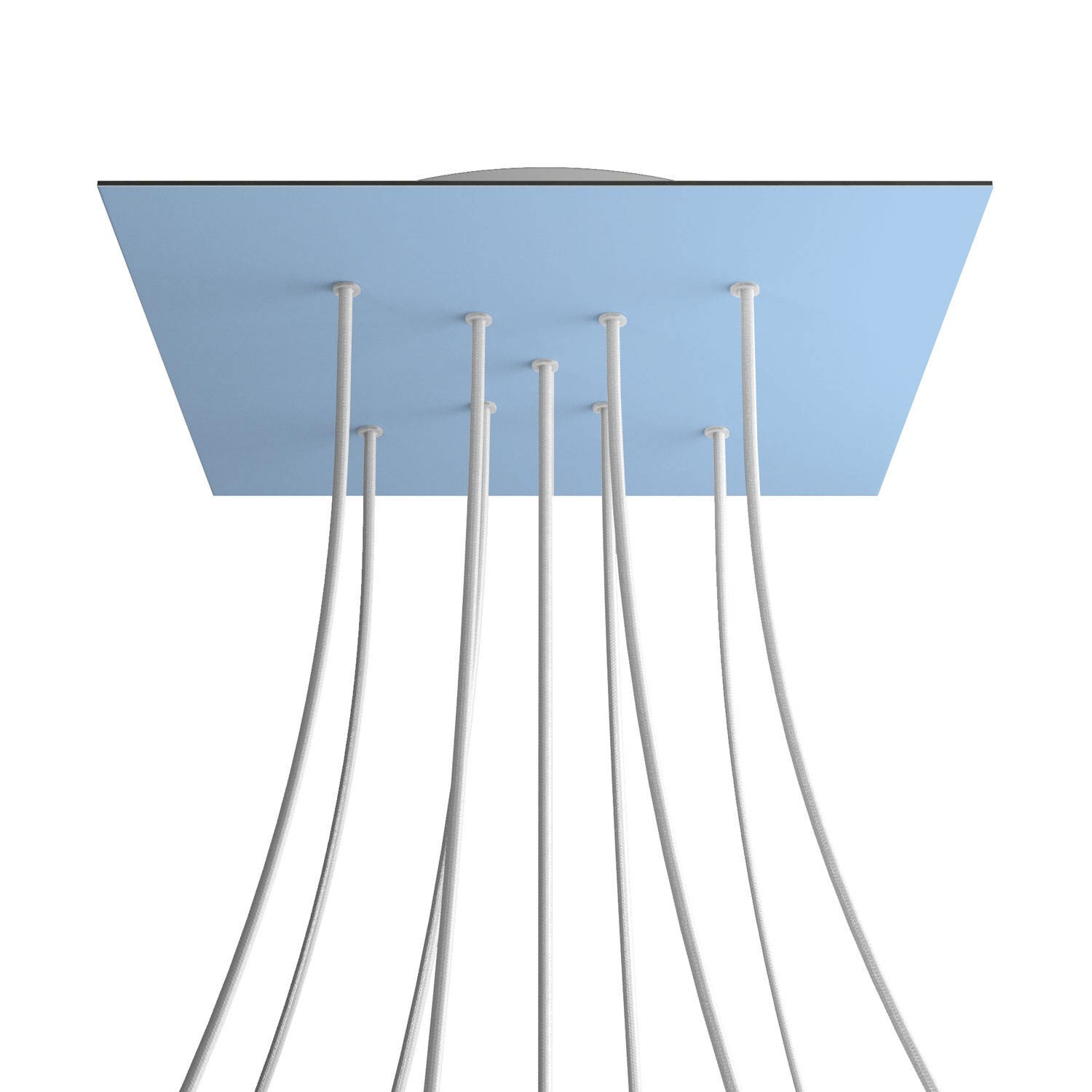 9 X-shaped Holes - EXTRA LARGE Square Ceiling Canopy Kit - Rose One System - Soft blue
