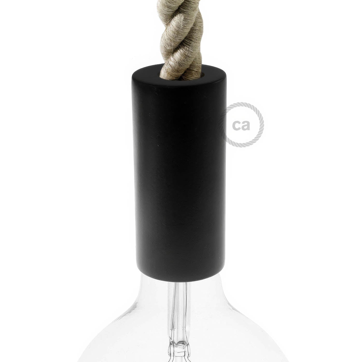 2XL Wooden E26 light bulb socket kit for Rope Cables - Black