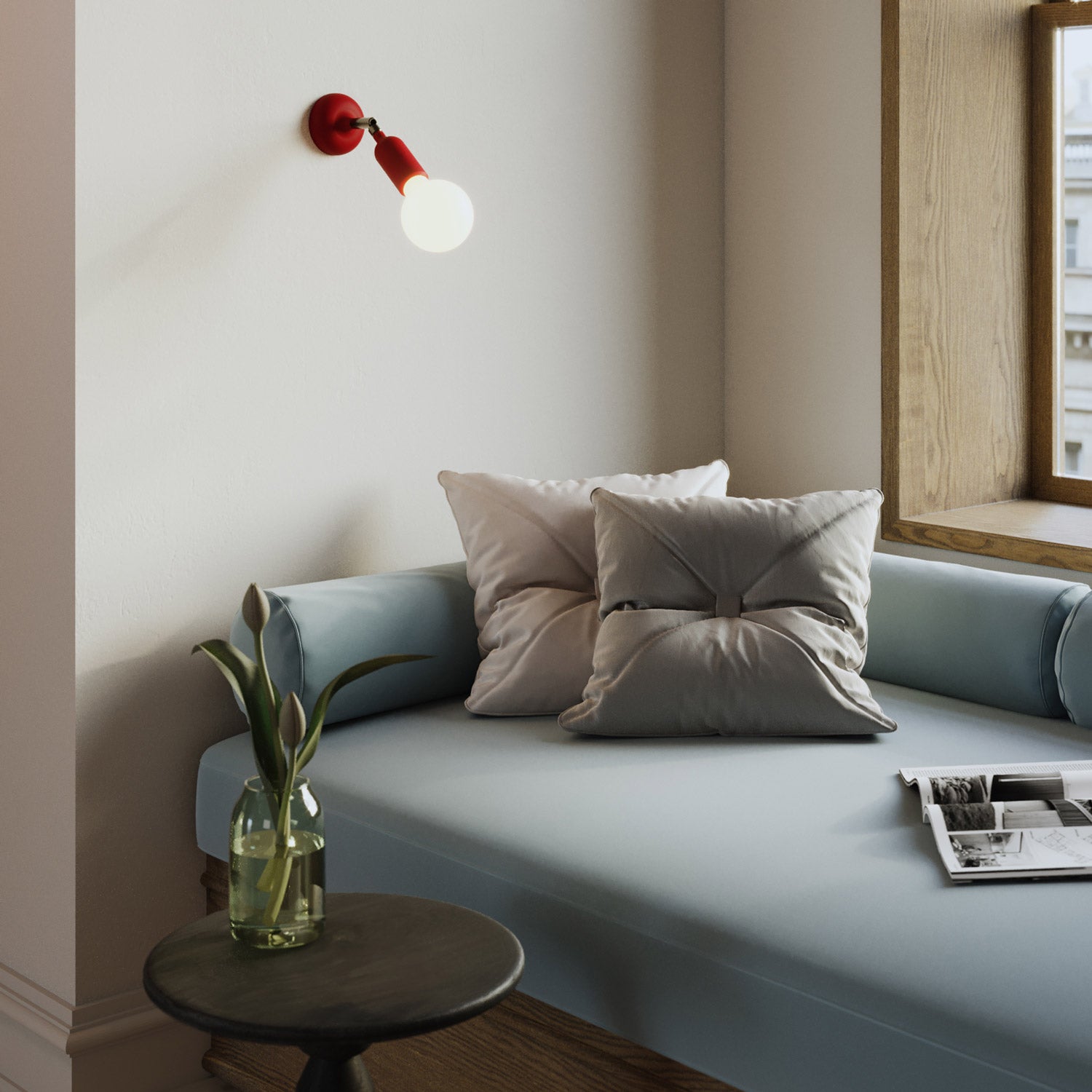 Silicone Fermaluce lamp with joint and built-in switch - Red