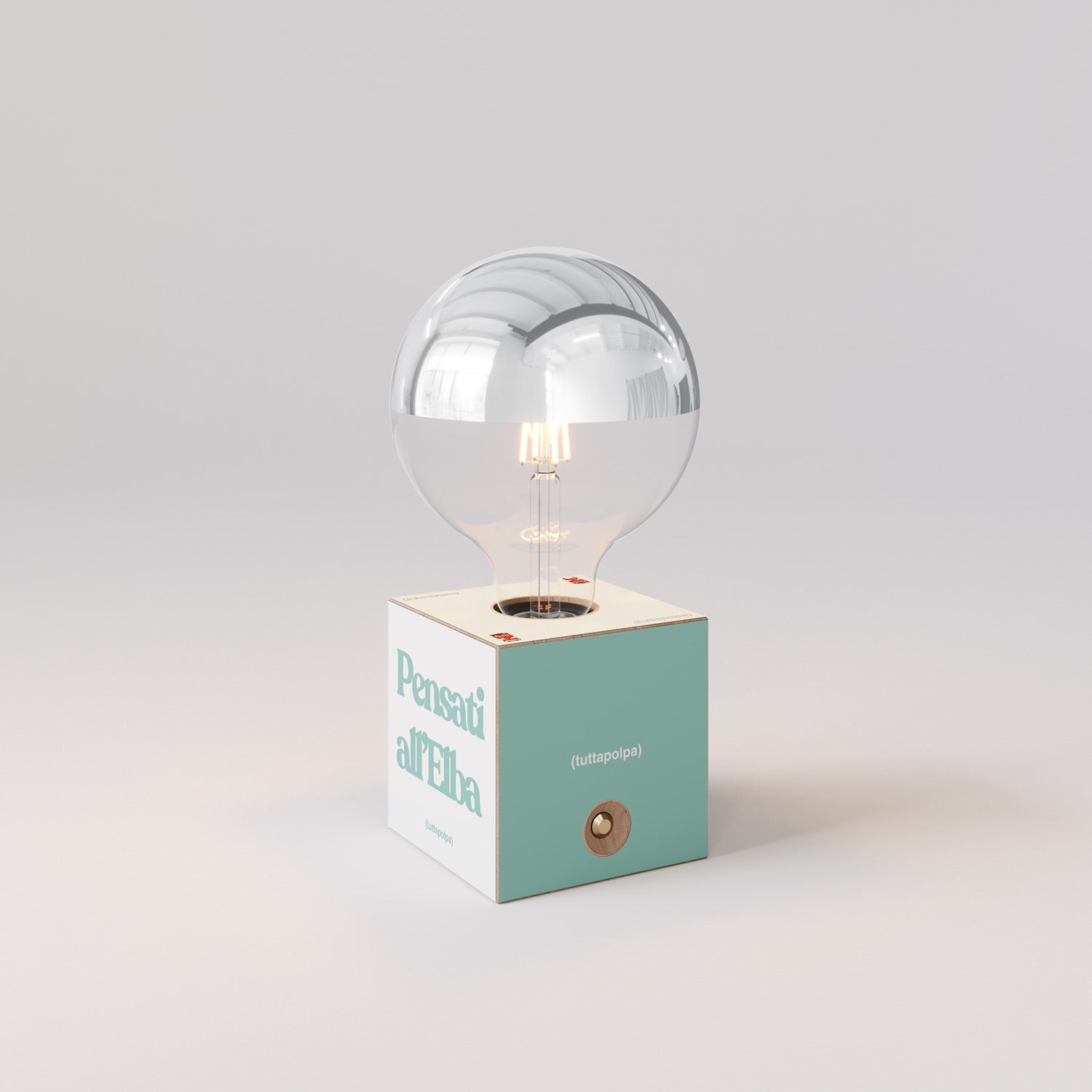 Cabless03 "Pensati all’Elba" con lampadina globo mezza sfera argento - Tuttapolpa