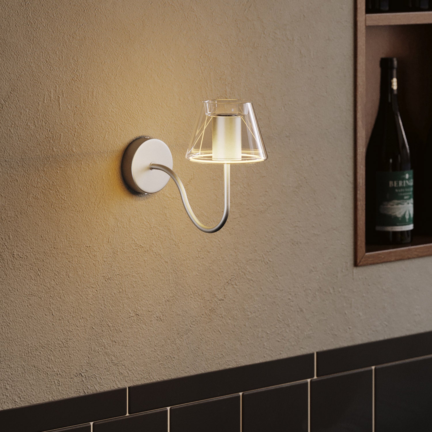 S-shaped curved extension tube for lamp, 16.5 cm metal - Satin Titanium