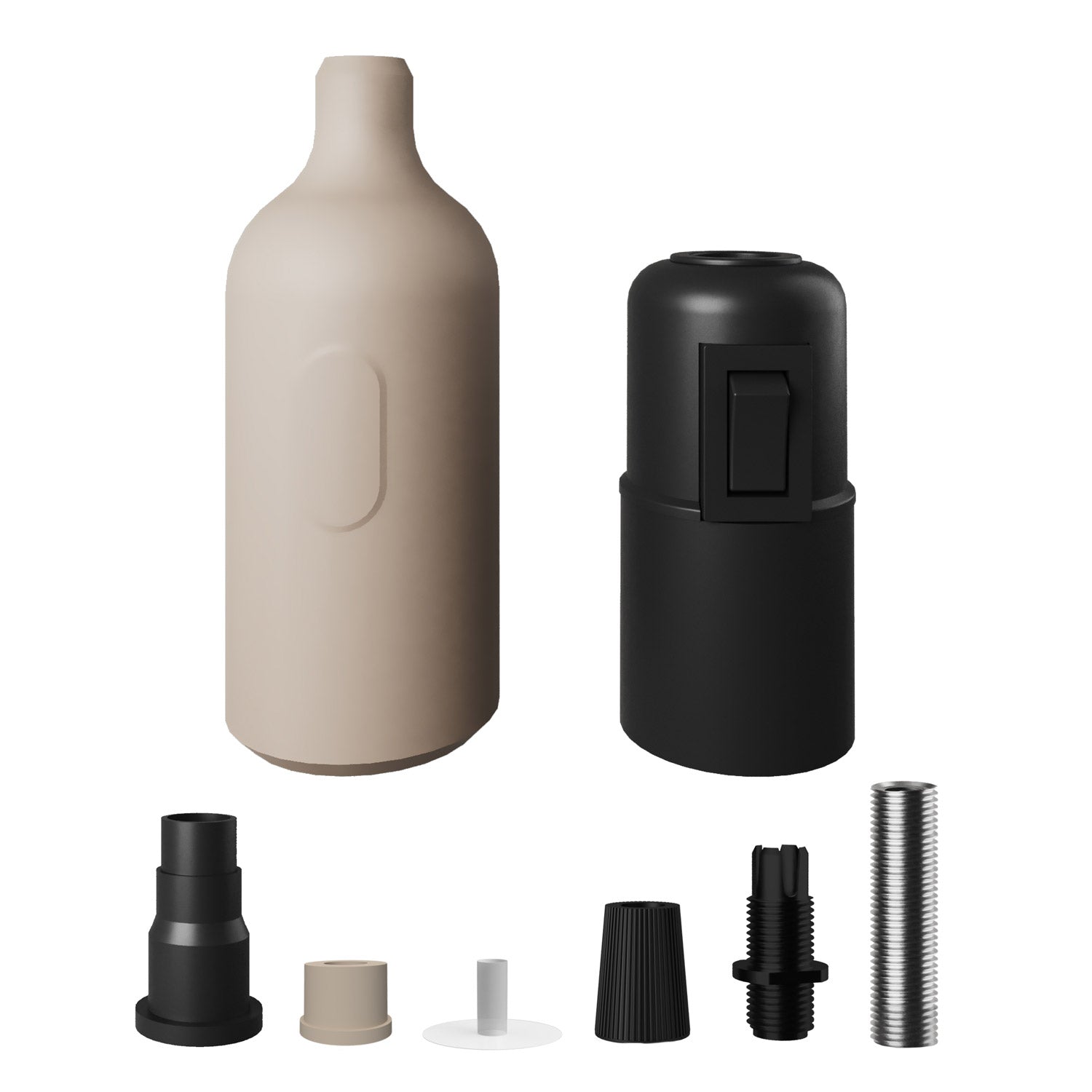 Silicone E26 socket kit with switch and hidden cable clamps - Desert Brown