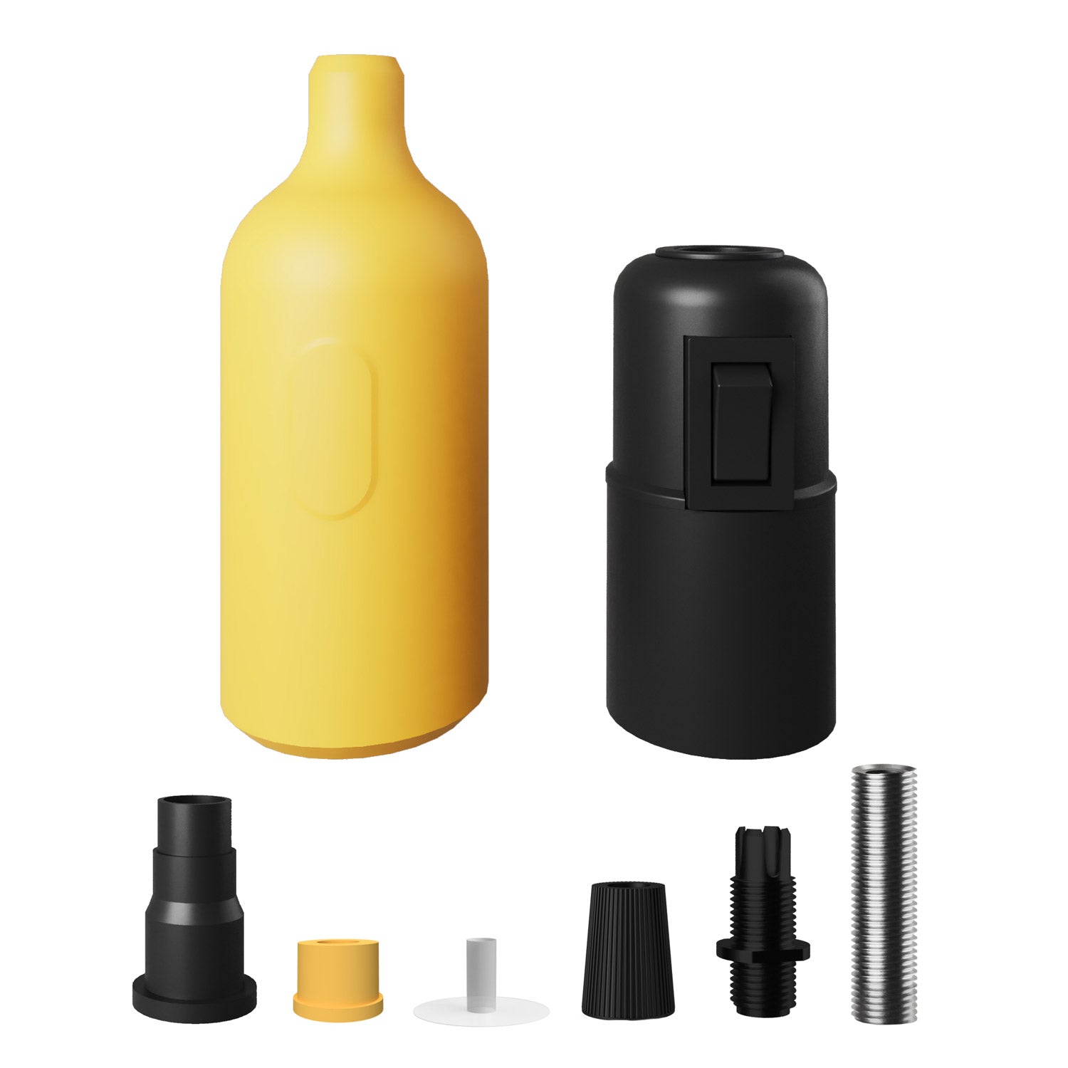 Silicone E26 socket kit with switch and hidden cable clamps - Yellow