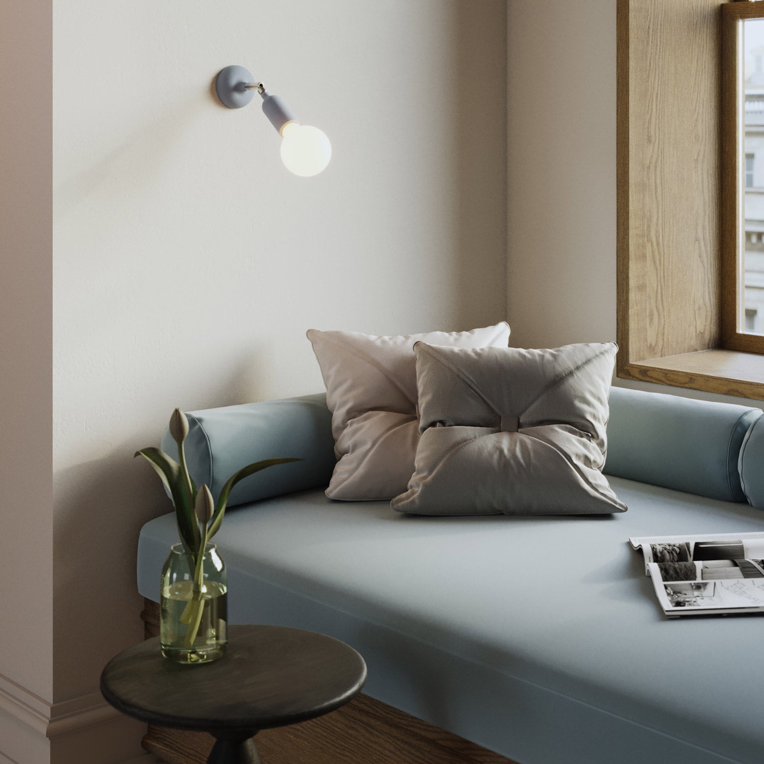 Silicone E26 socket kit with switch and hidden cable clamps - Soft blue