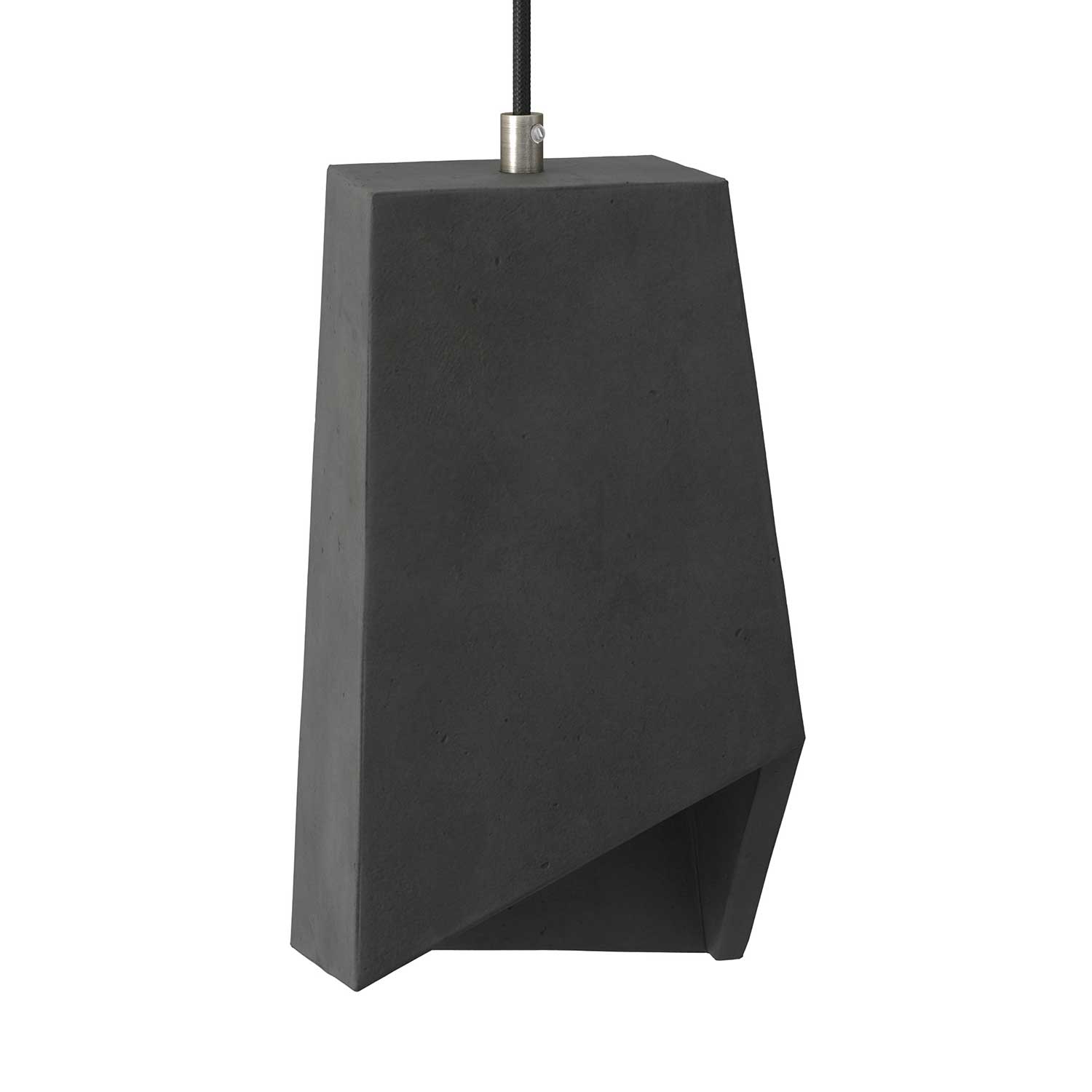 Prisma cement lampshade for suspension, with cable clamp and E26 socket - Dark cement