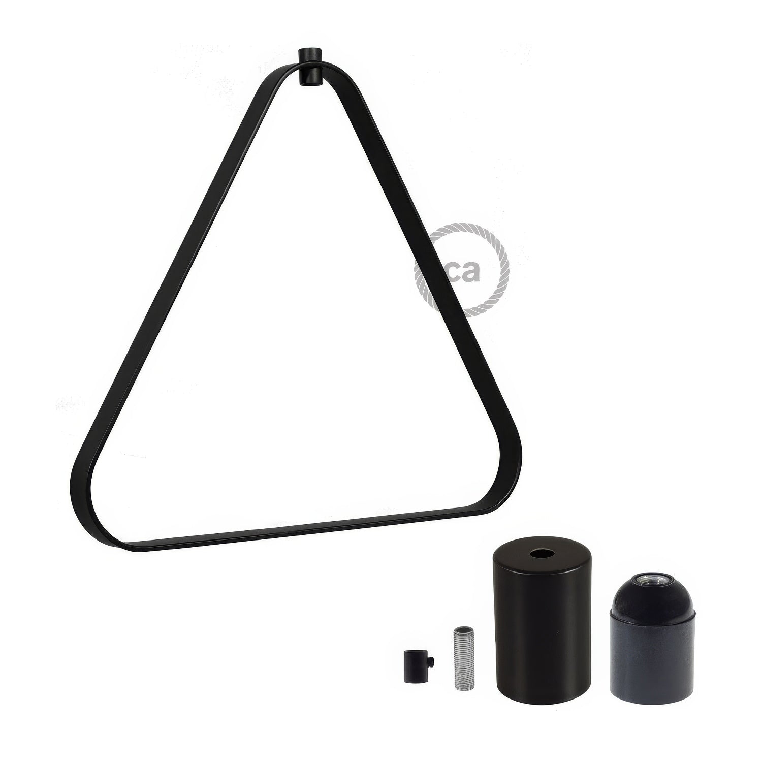 Metal Duedì Apex lampshade with metal socket cover and E26 socket - Black