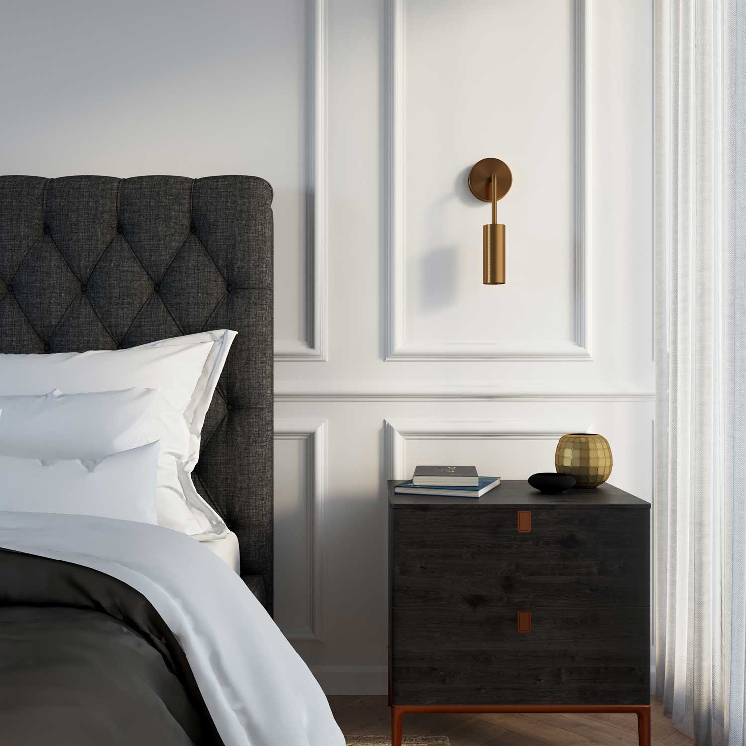 Tub-E12, spotlight pipe with E12 double ferrule socket - Brushed bronze