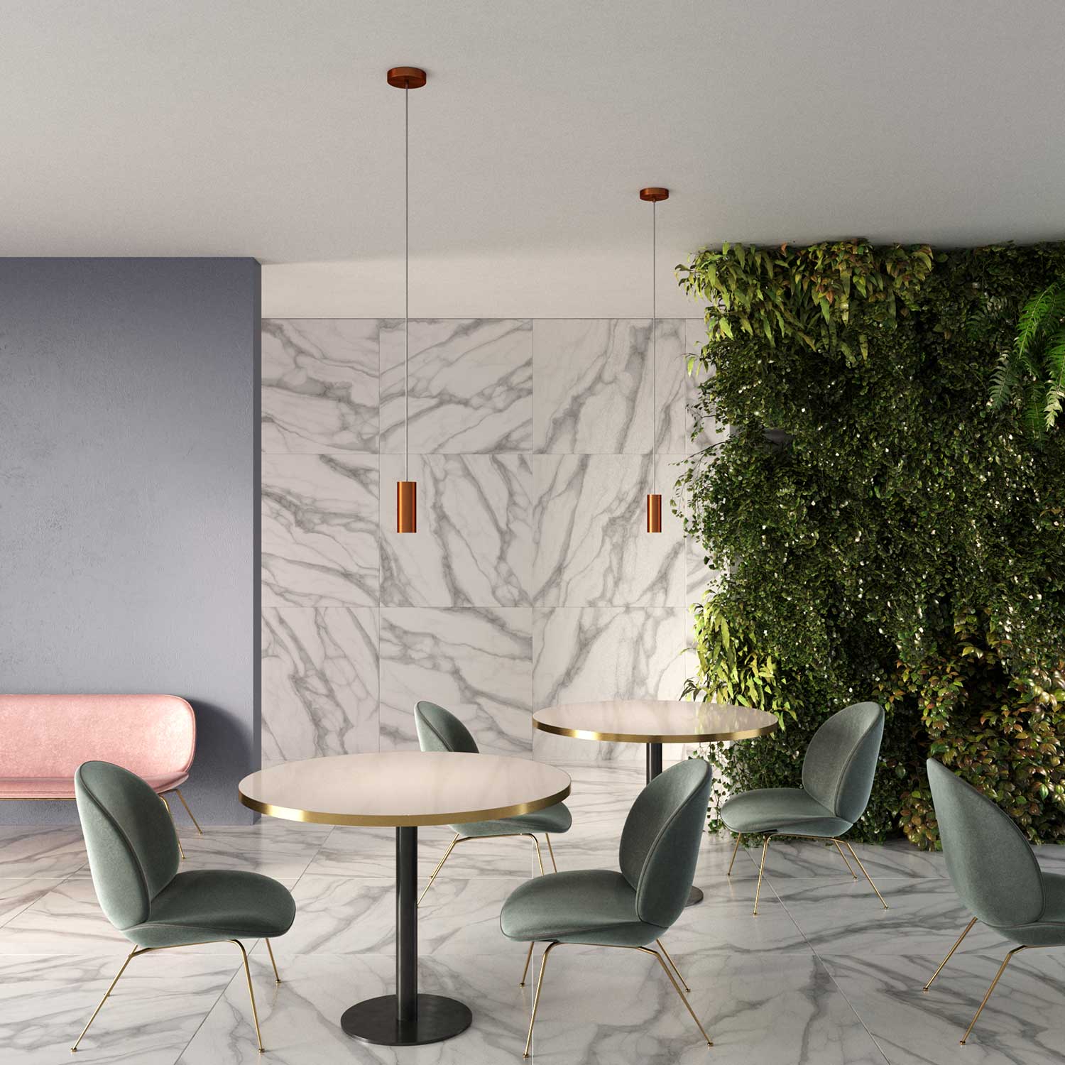 Tub-E12, spotlight pipe with E12 double ferrule socket - Brushed copper