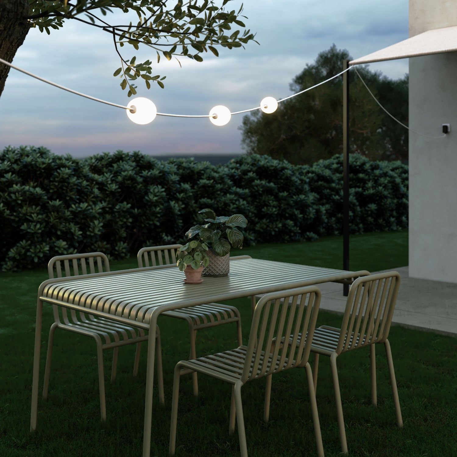 Outdoor 3-Light String Light for wet locations White Sand, Power supply with US plug - Marina3