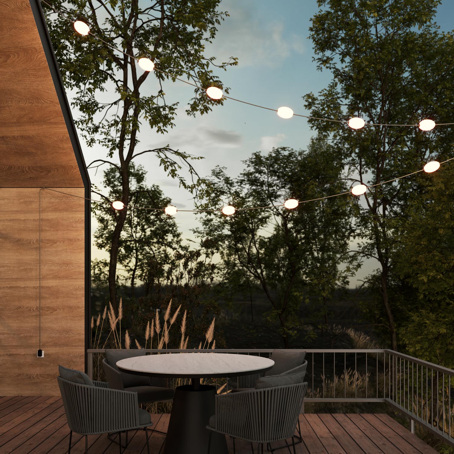 Outdoor 12-Light String Light for wet locations Olive Green, Power supply with US plug - Marina12