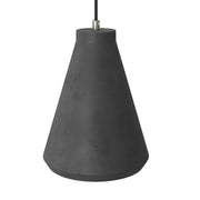 Pendant lamp with textile cable, Funnel cement lampshade and metal details - Dark cement