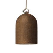 Pendant lamp with textile cable and lampshade Mini Bell XS ceramic shade - Corten effect