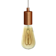Pendant lamp with textile cable and satin metal details - Brushed copper