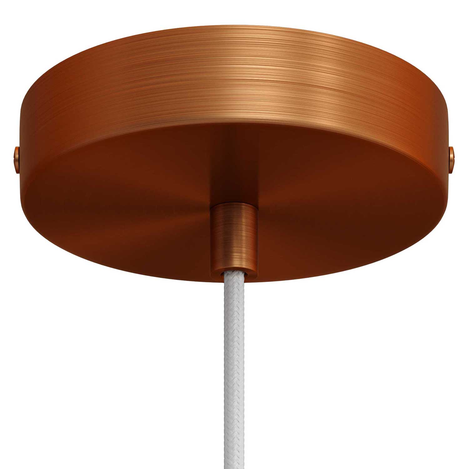 Pendant lamp with textile cable, Tub-E12 lampshade and metal details - Brushed copper