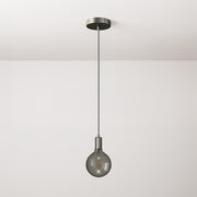 Pendant lamp with textile cable and metal details - Brushed titanium