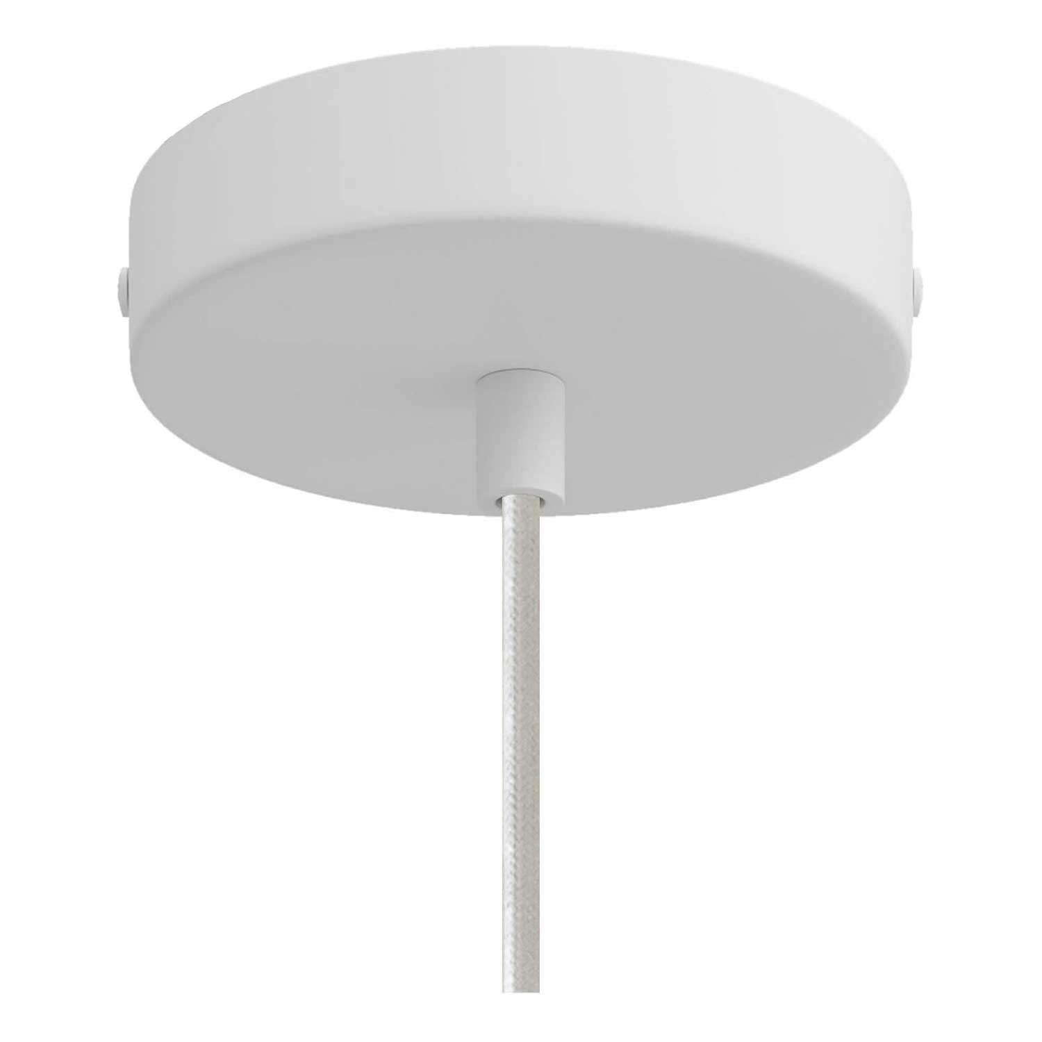 Pendant lamp with textile cable, Tub-E12 lampshade and metal details - White
