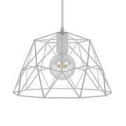 Pendant lamp with textile cable, Dome lampshade and metal details - White
