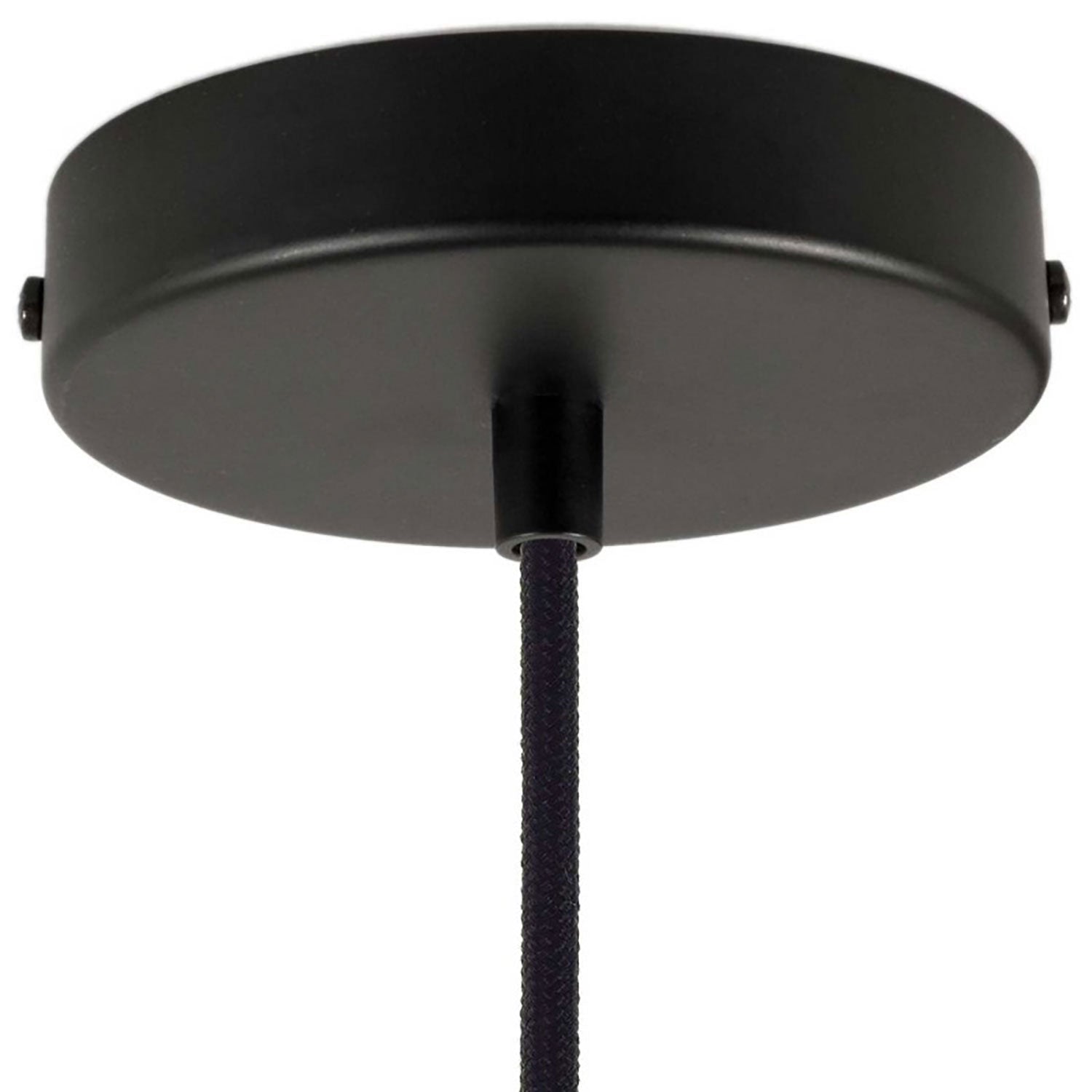 Pendant lamp complete with fabric cable and Tub-E12 double lampshade - Black and Brushed titanium