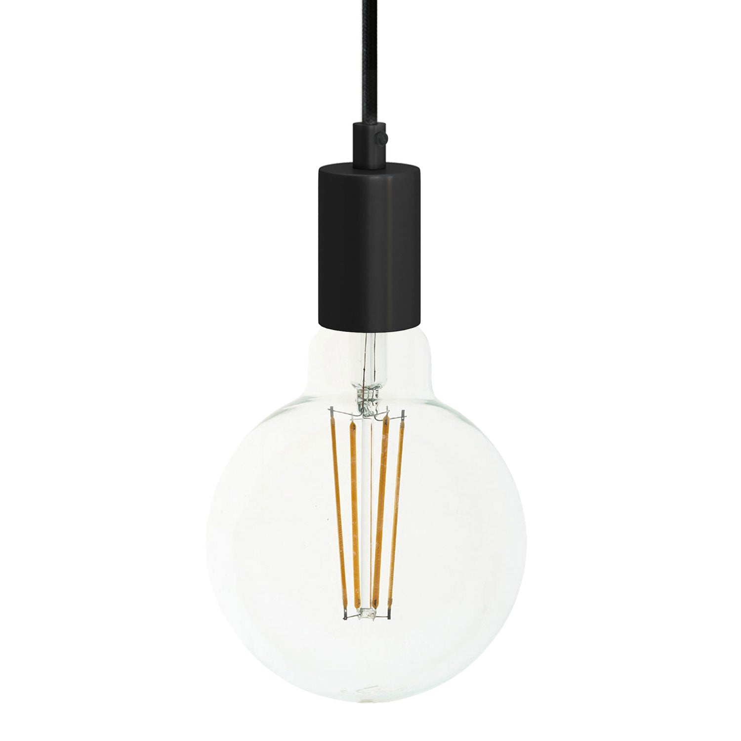 Pendant lamp with textile cable and monochrome metal details - Black