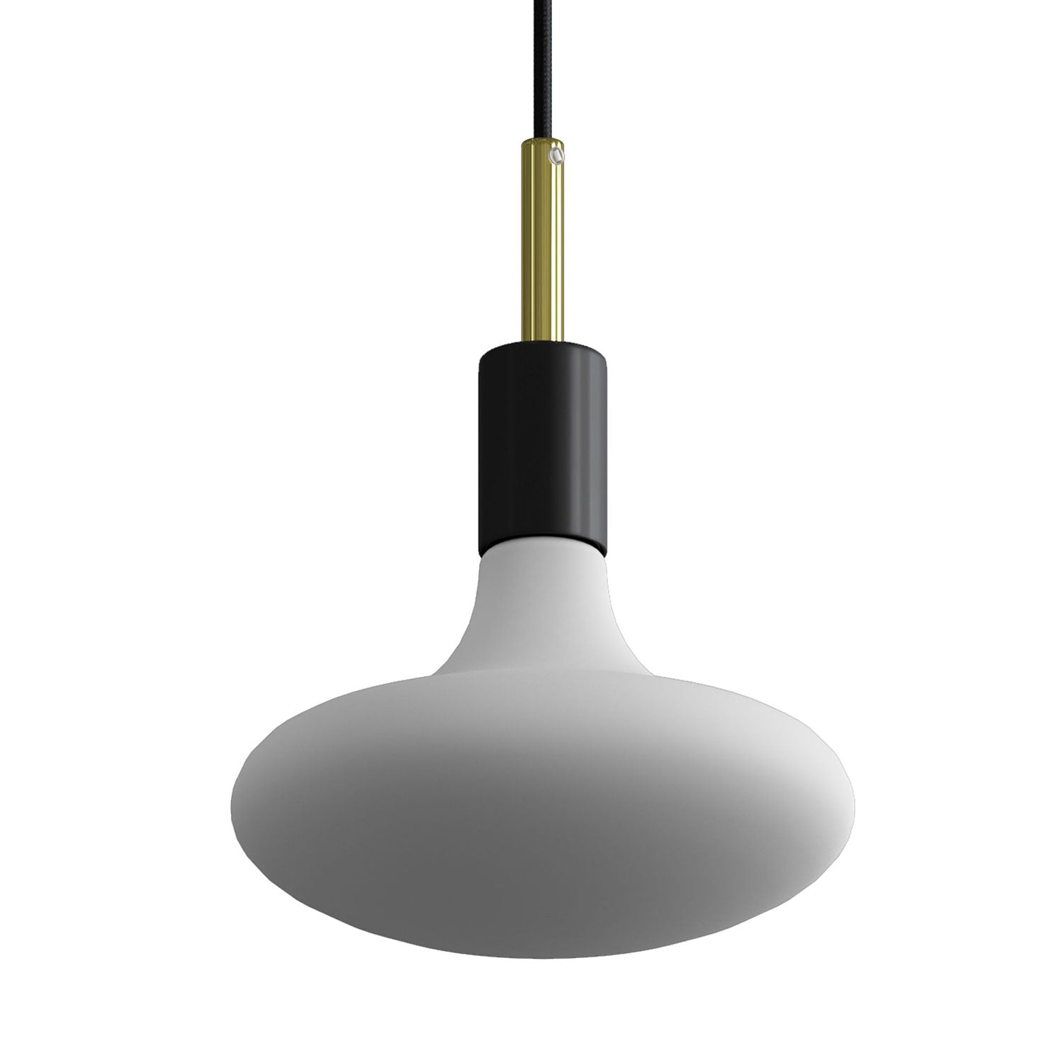Pendant lamp with textile cable, metal details and 7cm cable clamp - Black