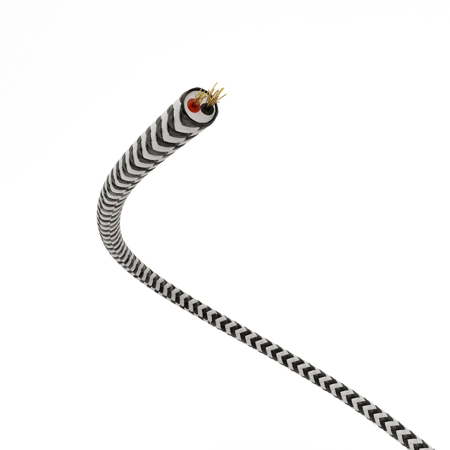 Cavo elettrico Extra Low Voltage rivestito in tessuto Zig Zag Bianco Nero RZ04