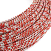 Cavo elettrico Extra Low Voltage rivestito in tessuto Zig Zag Bianco Rosso RZ09