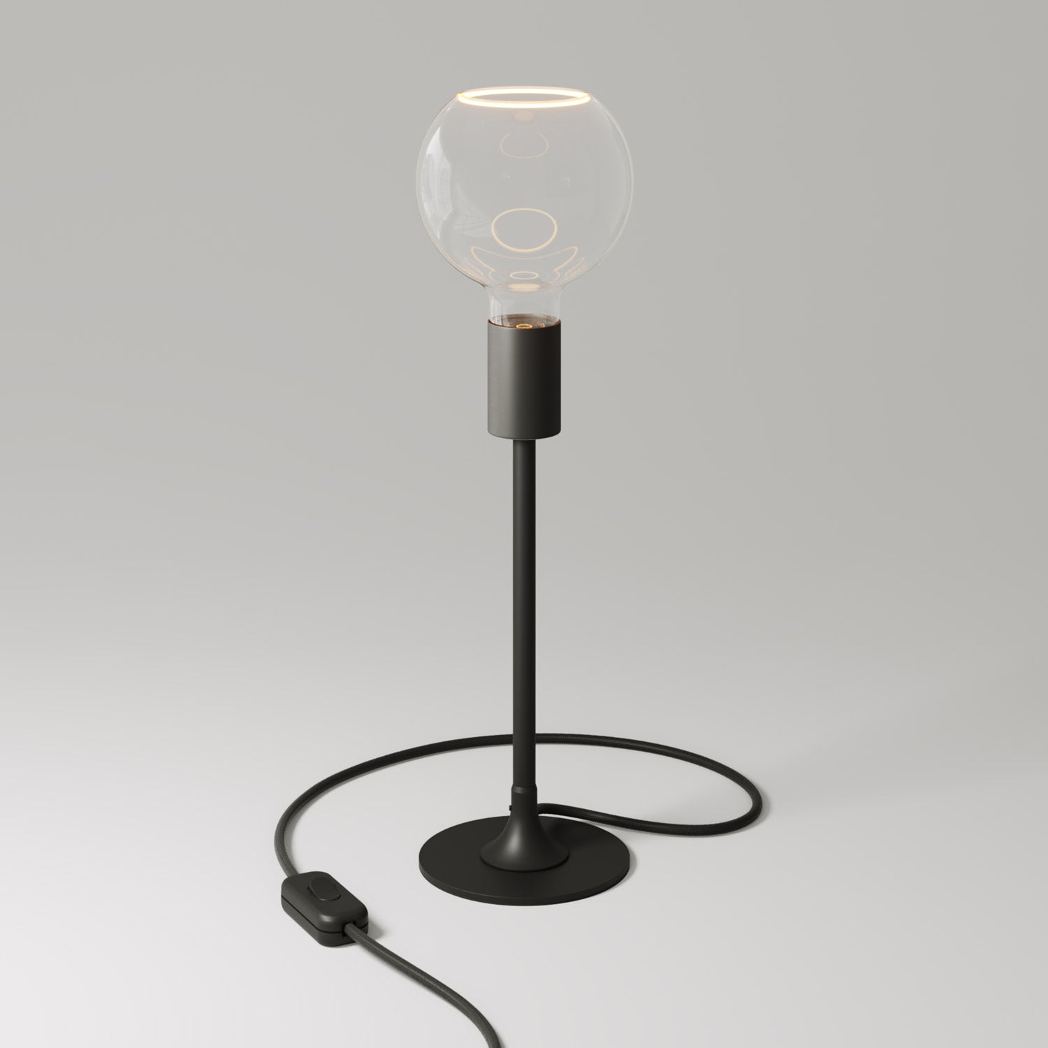 MAG-Y table lamp with round metal base and clear Ghost G05 bulb - Black