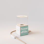 Cubetto table lamp with US plug, "Pensati all’Elba" Ghost bulb - Tuttapolpa