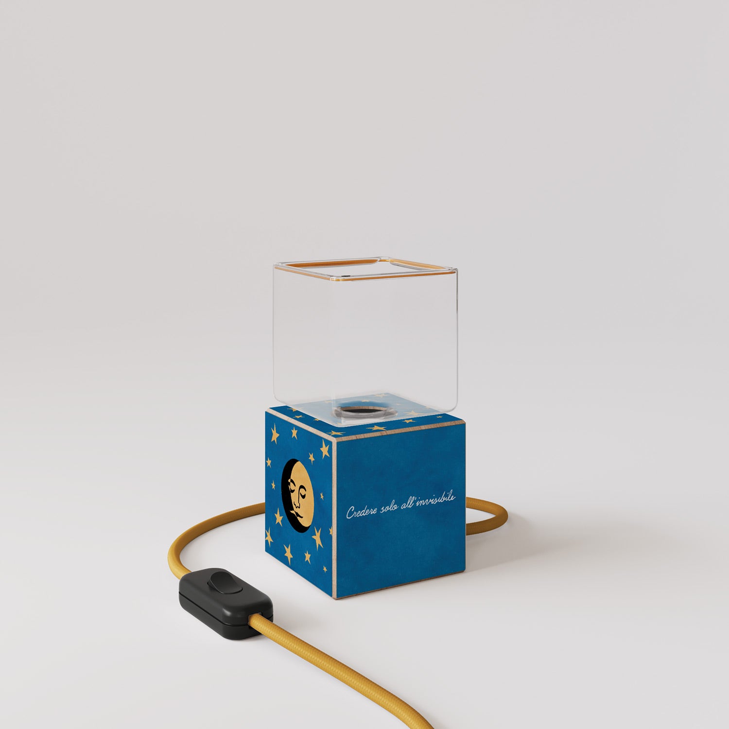 Cubetto table lamp with US plug, "La luna" Ghost bulb - Santomanifesto