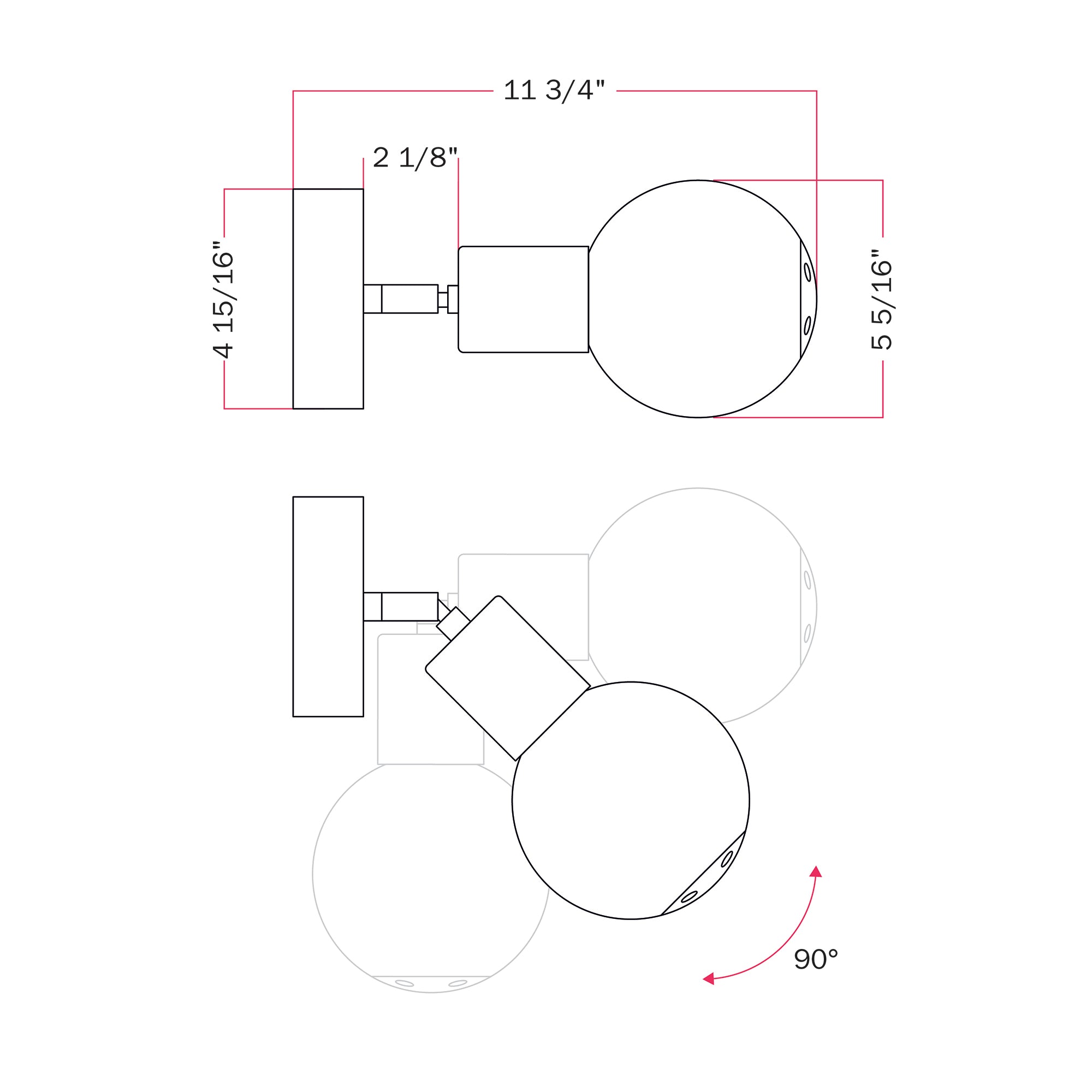 IP65 Modulair Outdoor Wall Light with Adjustable Joint and Unbreak-a-Ball Shatterproof Sphere Shade - White