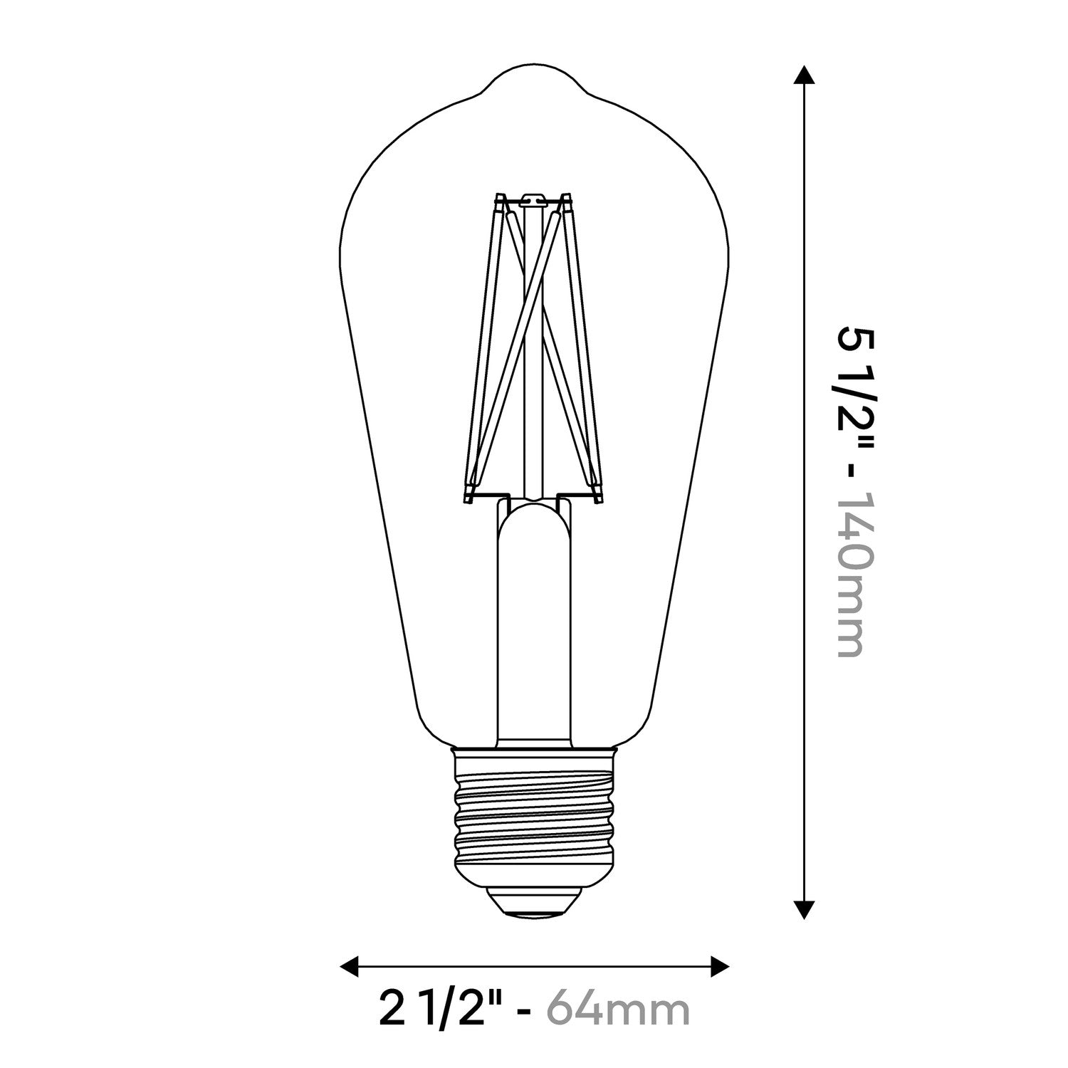 LED Porcelain Effect Light Bulb CRI 95 ST19 8.8W 600Lm E26 120V 2700K Dimmable - P02