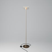 MAG-Y floor lamp with round metal base and Ghost LED bulb - Brushed bronze