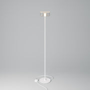 MAG-Y floor lamp with round metal base and Ghost LED bulb - Matt white