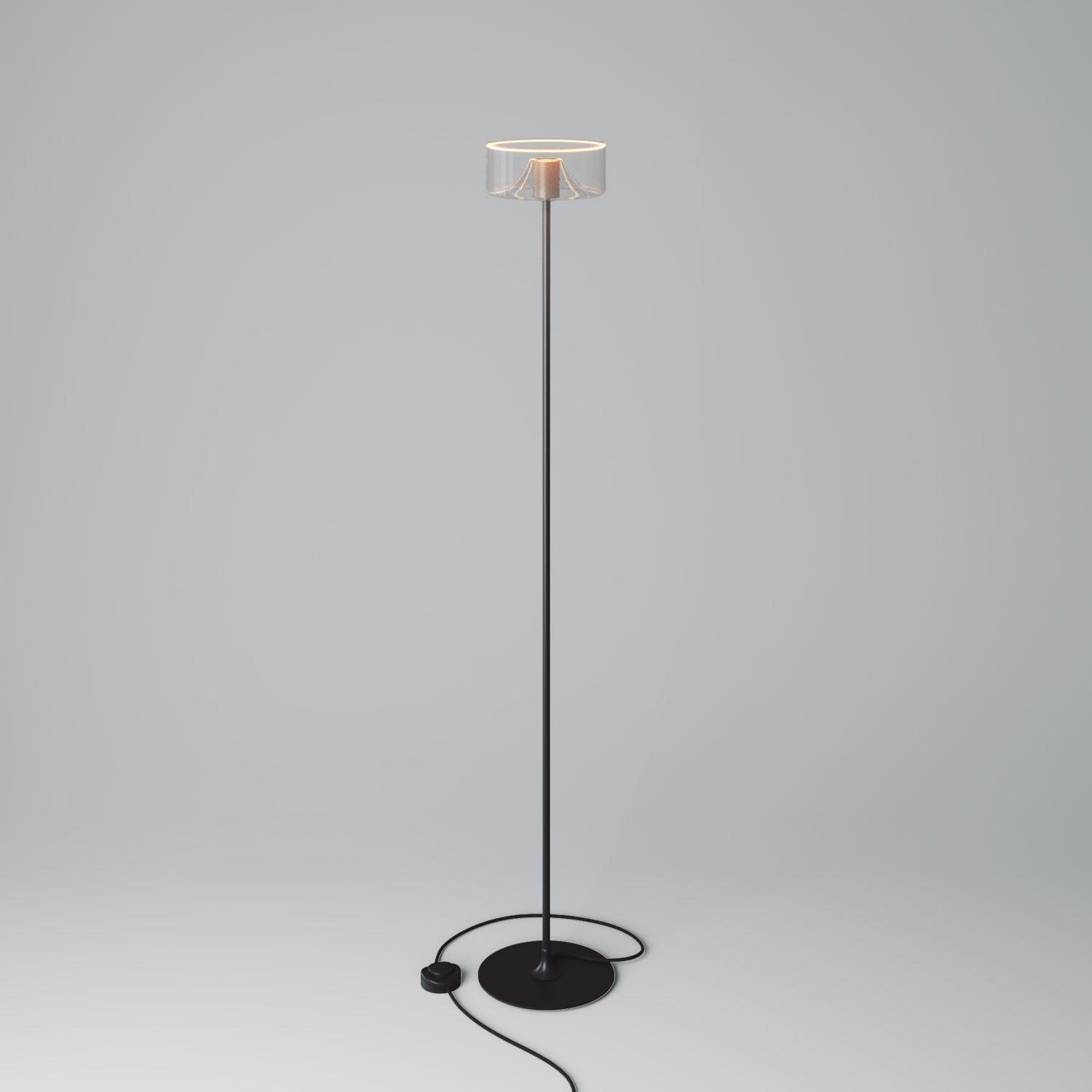 MAG-Y floor lamp with round metal base and Ghost LED bulb - Black