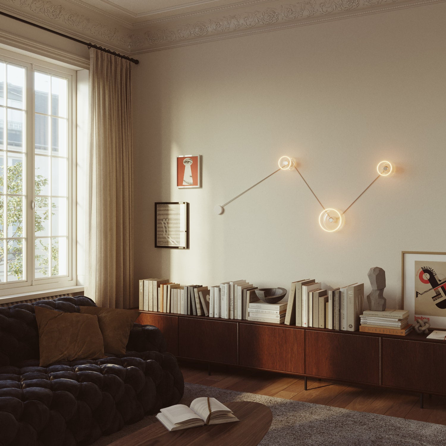 Spostaluce wall lamp with 3 Ghost bulbs and white cable