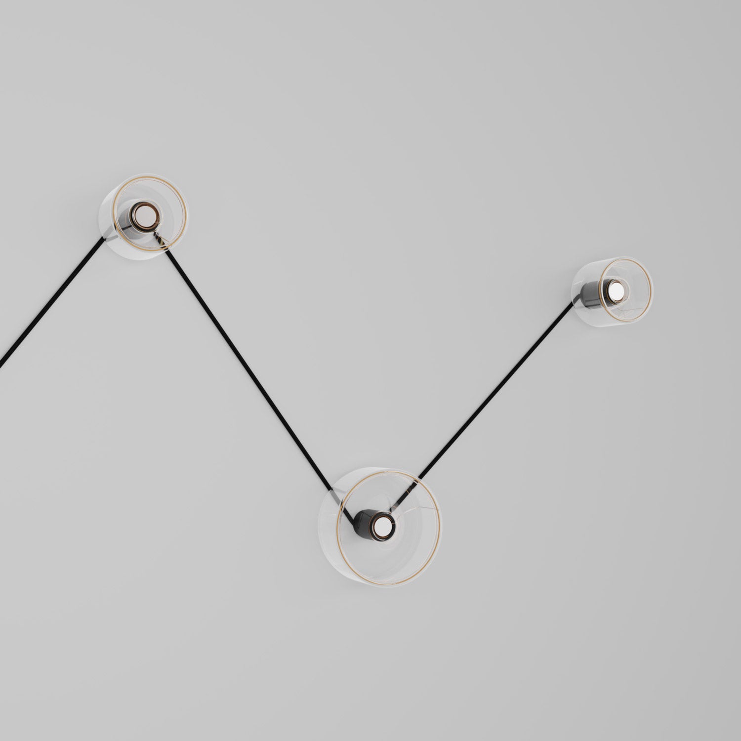 Spostaluce wall lamp with 3 Ghost bulbs and black cable