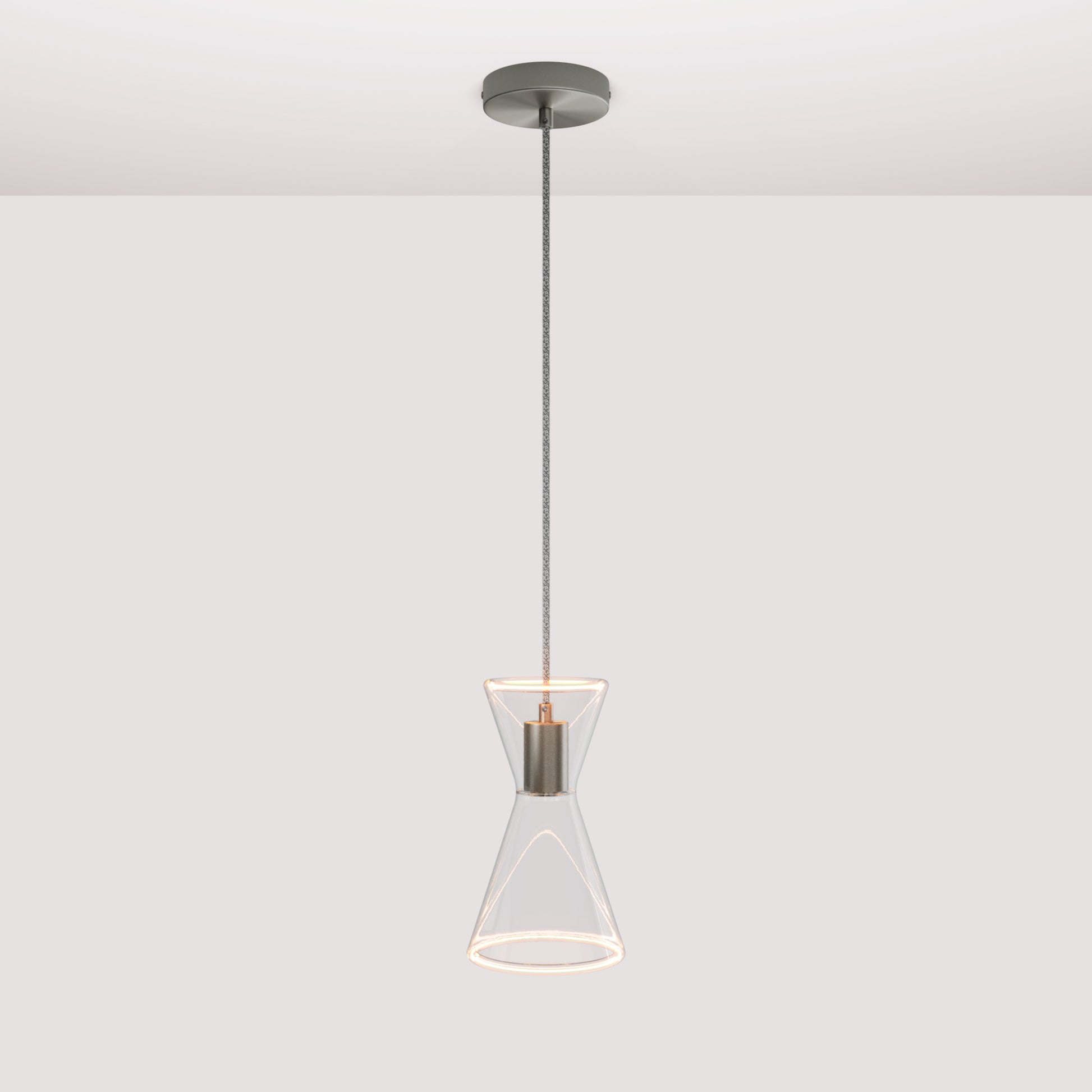 Ghost Double Cone Pendant Lamp - Brushed Titanium