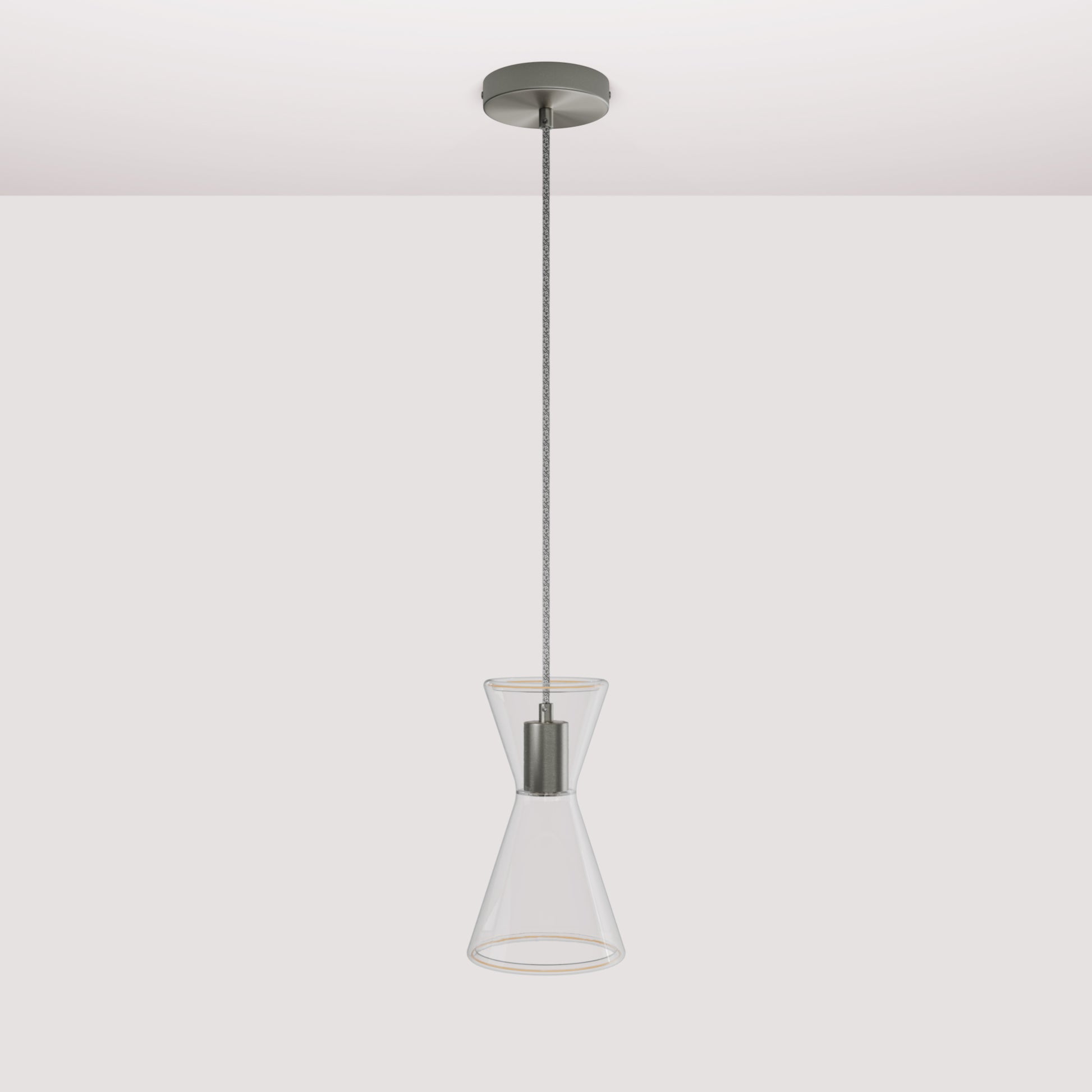 Ghost Double Cone Pendant Lamp - Brushed Titanium