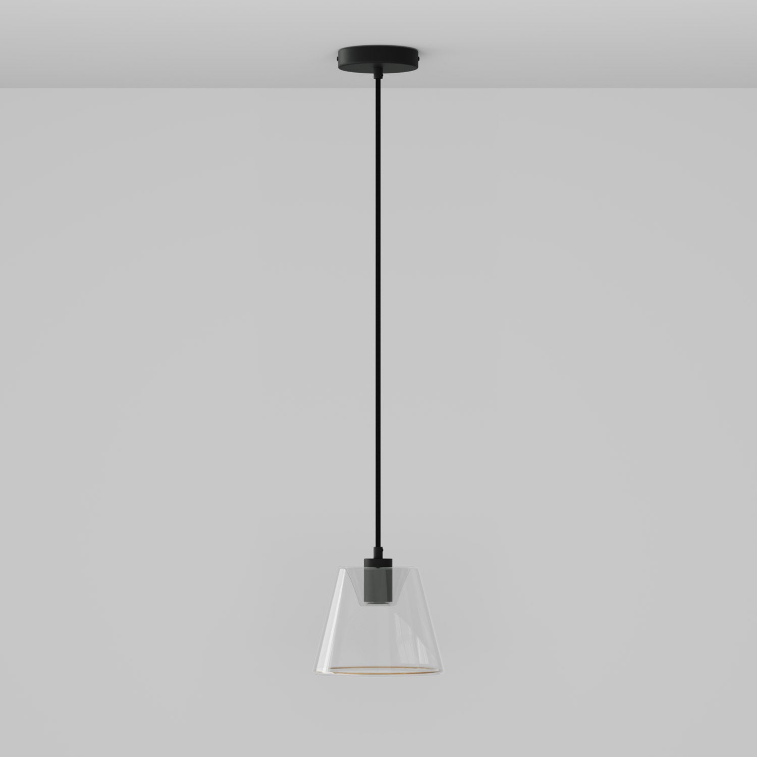 Pendant lamp with clear cone Ghost bulb - Black