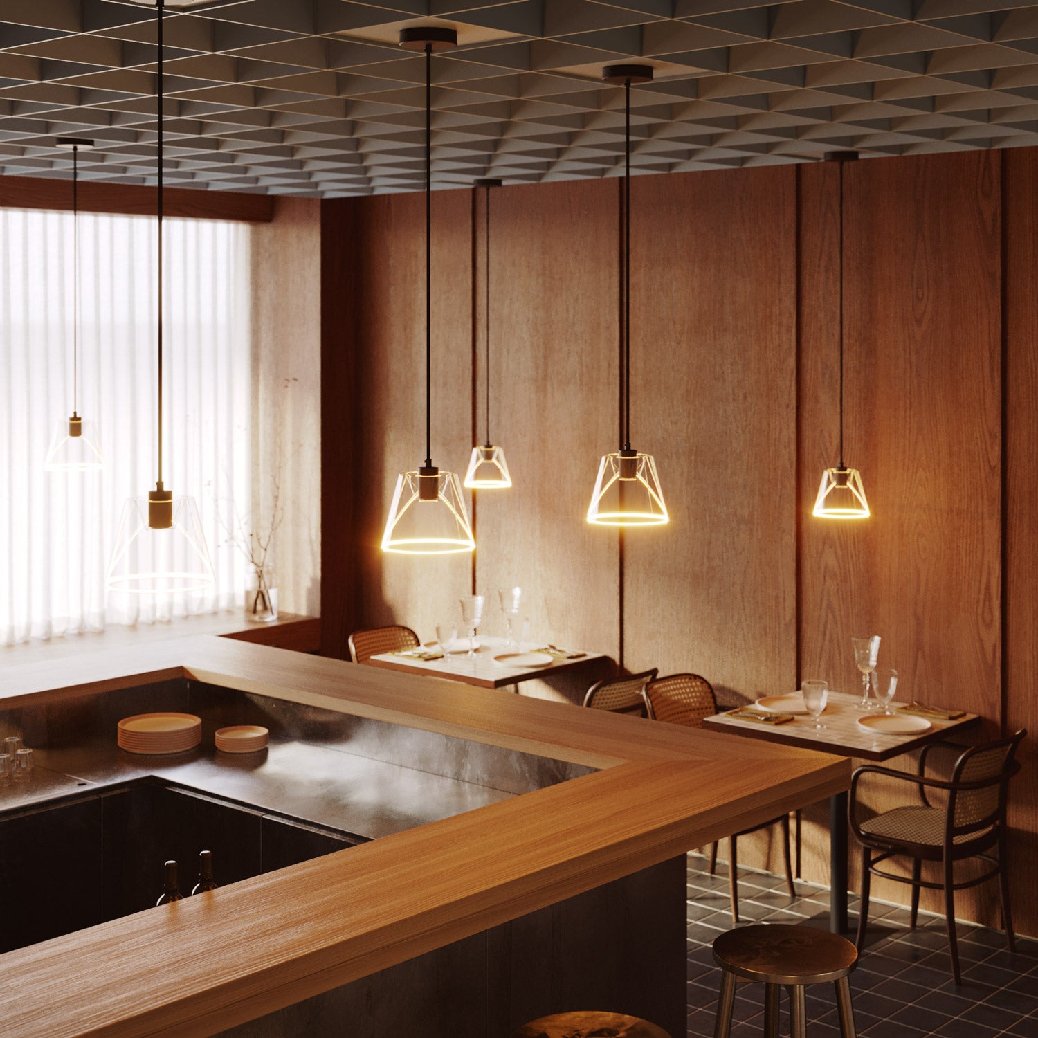 Pendant lamp with clear cone Ghost bulb - Black